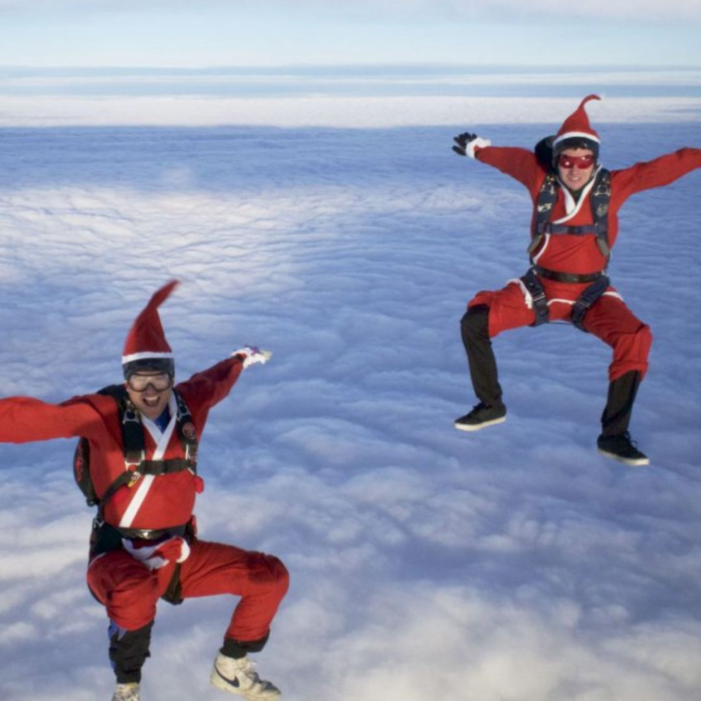 Sky diving Santas